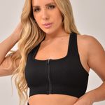 Top Fitness Com Zíper Preto Canelado Bold