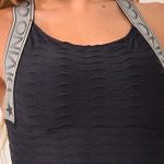 Macaquinho Fitness Jacquard Preto Cross