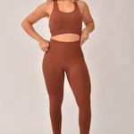 Conjunto Legging Cintura Alta Fitness Marrom Full