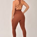 Conjunto Legging Cintura Alta Fitness Marrom Full