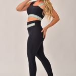 Conjunto Legging Fitness Cintura Alta Preto Com Elástico Verde Send