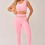 Conjunto Legging Fitness Cintura Alta Rosa Com Elástico  Send