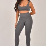 Conjunto Legging Fitness Cintura Alta Cinza Flex