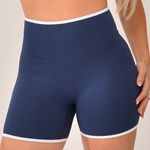 Short Fitness Cintura Alta Marinho Clean