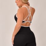 Conjunto Short Fitness Cintura Alta Preto Clean