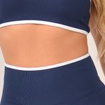 Conjunto Short Fitness Cintura Alta Marinho Clean