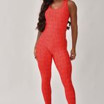 Macacão Jacquard Com Alças Largas Vermelho DC
