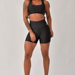 Conjunto Short Fitness Cintura Alta Preto Prada