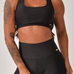 Conjunto Short Fitness Cintura Alta Preto Prada