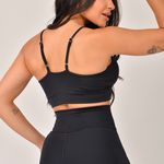 Conjunto Legging Com Bolso e Top Alcinha Preta JuPxt