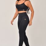 Conjunto Legging Com Bolso e Top Alcinha Preta JuPxt