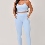Conjunto Legging Com Bolso e Top Alcinha Azul JuPxt