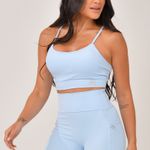 Conjunto Bermuda Com Bolso e Top Alcinha Azul JuPxt