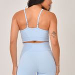 Conjunto Bermuda Com Bolso e Top Alcinha Azul JuPxt