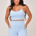 Conjunto Bermuda Com Bolso e Top Alcinha Azul JuPxt