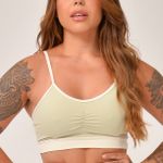 Top Alcinha Verde e Off White Duo JuPxt