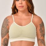 Top Alcinha Verde e Off White Duo JuPxt
