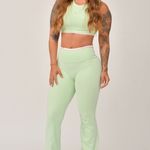 Conjunto Calça Flare Verde e Rosa JuPxt