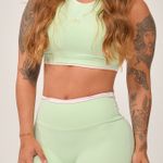 Conjunto Calça Flare Verde e Rosa JuPxt