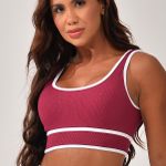 Top Fitness Com Bojo Vinho Flora