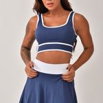 Conjunto Fitness Short Saia Marinho Flora