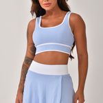 Conjunto Fitness Short Saia Azul Flora