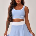 Conjunto Fitness Short Saia Azul Flora