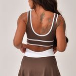Conjunto Fitness Short Saia Marrom Flora
