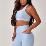 Conjunto Bermuda Fitness Com Bolso Azul Pure