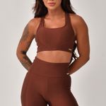 Conjunto Bermuda Fitness Com Bolso Marrom Pure