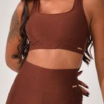 Conjunto Legging Fitness Com Bolso Marrom Pure