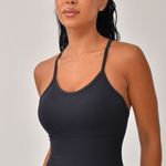 Macacão Fitness Com Alças Finas Preto Flare