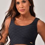 Top Fitness Com Bojo Preto Jacar Tulipa