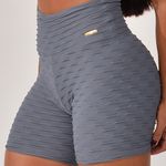 Short Fitness Cintura Alta Cinza Jacar Tulipa