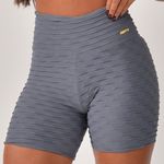 Short Fitness Cintura Alta Cinza Jacar Tulipa