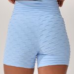Short Fitness Cintura Alta Azul Bebê Jacar Tulipa