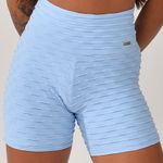 Short Fitness Cintura Alta Azul Bebê Jacar Tulipa
