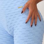 Short Fitness Cintura Alta Azul Bebê Jacar Tulipa