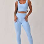 Conjunto Legging Fitness Cintura Alta Azul Bebê Jacar Tulipa
