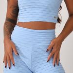 Conjunto Legging Fitness Cintura Alta Azul Bebê Jacar Tulipa