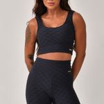Conjunto Short Fitness Cintura Alta Preto Jacar Tulipa