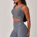 Conjunto Short Fitness Cintura Alta Cinza Jacar Tulipa