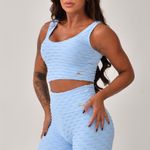 Conjunto Short Fitness Cintura Alta Azul Bebê Jacar Tulipa