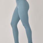 Legging Canelada Cós Alto Azul Claro Bela