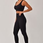 Conjunto Legging Canelada Cós Alto Preta Bela