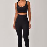 Conjunto Legging Canelada Cós Alto Preta Bela