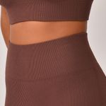 Conjunto Legging Canelada Cós Alto Marrom Bela