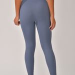 Legging Canelada Cós Alto Azul Bela