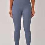 Legging Canelada Cós Alto Azul Bela