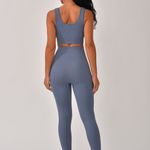 Conjunto Legging Canelada Cós Alto Azul Bela
